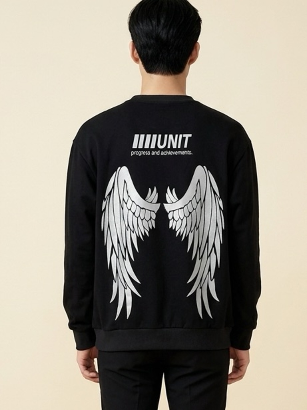 NWOT - Unisex Black Graphic Sweatshirt Angel Wings - Size Medium